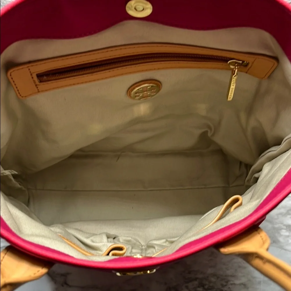 TORY BURCH LEATHER AND CANVAS TOTE BAG IN EUC - Picture 15 of 15